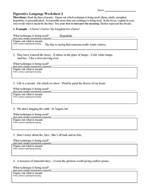 Figurative Language Worksheet 3 | Reading Activity Figurative Language Lessons, Figurative Language Activity, Figurative Language Worksheet, 5th Grade Worksheets, Poetic Devices, Similes And Metaphors, Language Worksheets, Phonics Worksheets, Figurative Language