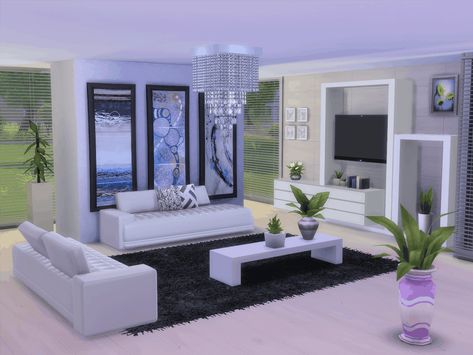 Salon sims 4 Sims 4 Living Room Decor, Sims 4 Living Room, Sims 4 Modern House, Living Room Sims 4, Sims 4 Cc Furniture Living Rooms, Beautiful Bed Designs, Sims 4 Kitchen, Die Sims 4, Log Home Interiors