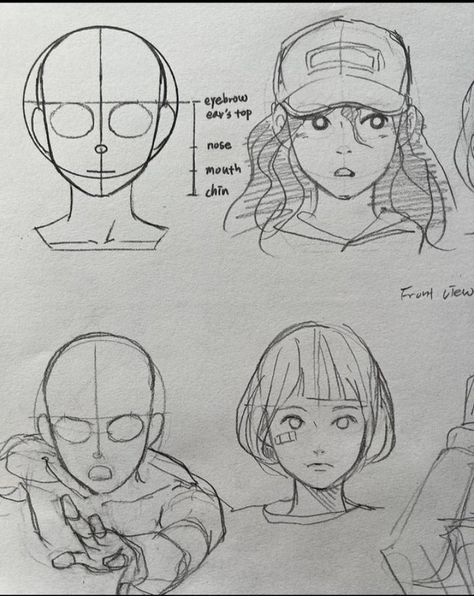 Practice Drawing, 얼굴 그리기, Anime Drawing Books, Face Drawing Reference, Art Manga, Sketches Tutorial, 캐릭터 드로잉, Animation Art Character Design, 인물 드로잉