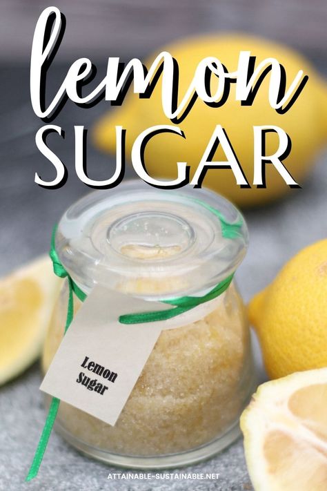 This easy, peasy lemon sugar recipe is a sweet way to add a little extra flavor to baked goods. It's a great gift, too! Xmas Snacks, Fresh Lemon Recipes, Lemon Recipes Healthy, Attainable Sustainable, Infused Sugar, Lemon Recipe, Diy Mixes, Homemade Pantry, Tree Gifts