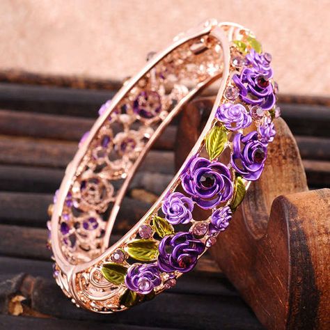 Hand Jewelry Rings, Ethereal Jewelry, Polymer Clay Flower Jewelry, Floral Cuff, Jewelry Set Design, Floral Bracelet, Enamel Bangle, Magical Jewelry, Bangles Jewelry Designs