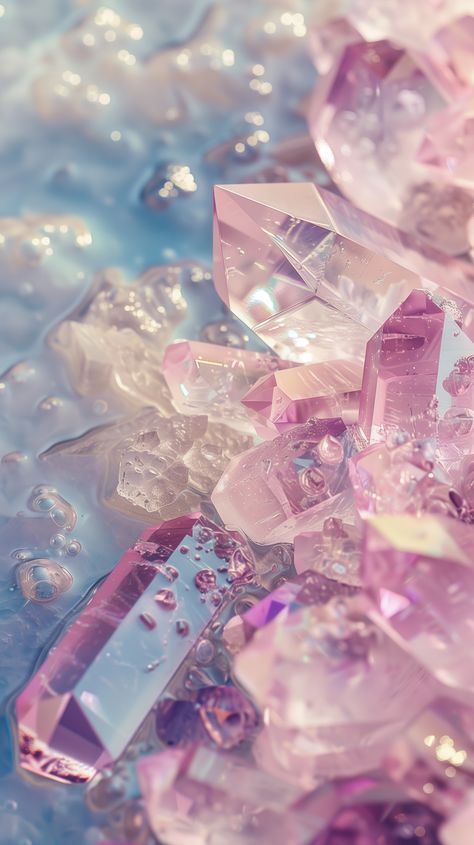 Get this crystal-inspired look for your iPhone and Android. 🌟💎 Pink Crystal Aesthetic, Crystal Phone Wallpaper, Crystal Aesthetic Wallpaper, Crystal Iphone Wallpaper, Iphone Aesthetic Homescreen, Crystals Background, Crystal Wallpaper, Background Jewelry, Aesthetic Wallpaper For Iphone