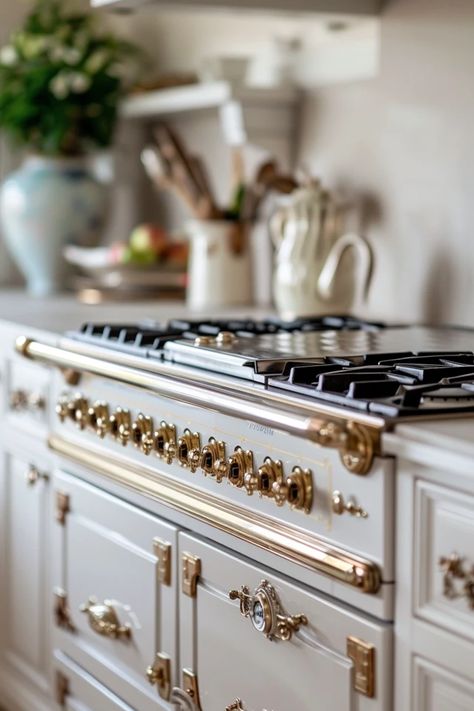 French Stove Lacanche, French Ovens And Stoves, Italian Stove Kitchen, French Stove Range, La Canche Range Kitchen, Aga Stove Kitchen, Aesthetic Stove, Stoves In Kitchens, Luxury Stoves