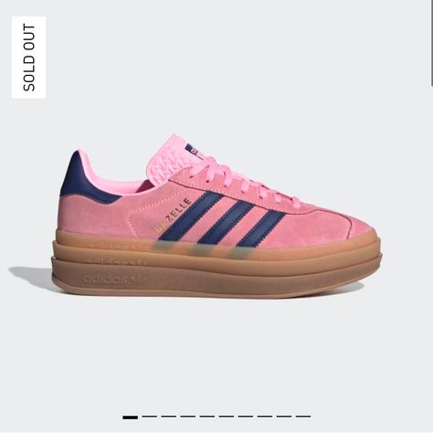 Pink W/ Navy Stripes Adidas Gazelle Bold Sneakers Women’s Size 8 - Currently Sold Out Online Lightly Worn Gum Sole Sneakers, Gazelle Bold Shoes, Adidas Gazelle Bold, Gazelle Shoes, Gazelle Bold, Staple Shoes, Bold Shoes, Sole Sneakers, Swag Shoes