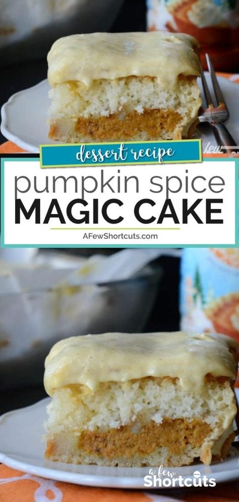 Fall Magic Cake, Magic Cake Recipe, Spice Magic, Magic Cakes, Magic Cake Recipes, Pumpkin Magic, Gluten Free Cake Mixes, Tooth Ache, Pumpkin Spice Cream