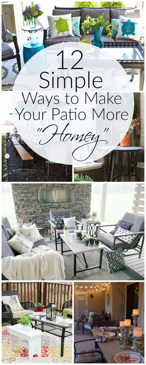 12 simple ways to make your patio or deck more homey. Add coziness by doing these simple tips | awonderfulthought.com Farmhouse Side Table, Cozy Patio, Cute Dorm Rooms, Diy Outdoor Decor, Farmhouse Homes, Deck Decorating, Small Patio, Back Patio, Dorm Room Decor