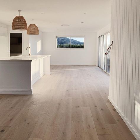 Beach Oak | Timber Flooring - Flooring Online Floating Floorboards, Living Room Upstairs, Beach House Flooring, White Kitchen Inspiration, Oak Timber Flooring, Timber Planks, Oak Floorboards, Oak Laminate Flooring, House Vibes