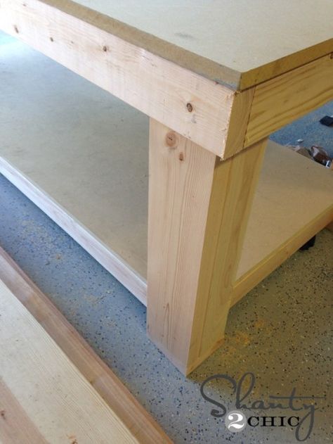 Workbench Leg 3 Garage Bench, Simple Workbench, Workbench Legs, Workbench Stool, Workbench Organization, Workbench Top, Workbench Designs, Building A Workbench, Folding Workbench