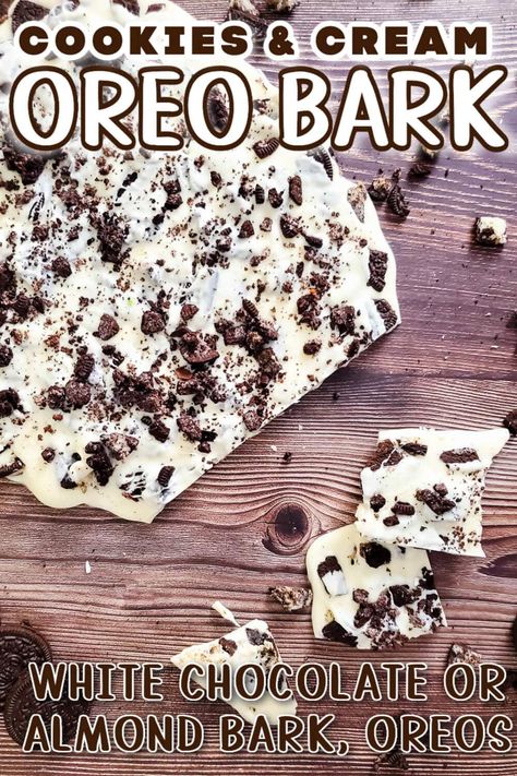 OREO BARK Cookies And Cream Bark, Cookies And Cream Dessert, Christmas Bark Recipes, Oreo Bark, Oreo Fudge, Family Desserts, Oreo Flavors, Gooey Cookies, Bark Recipe