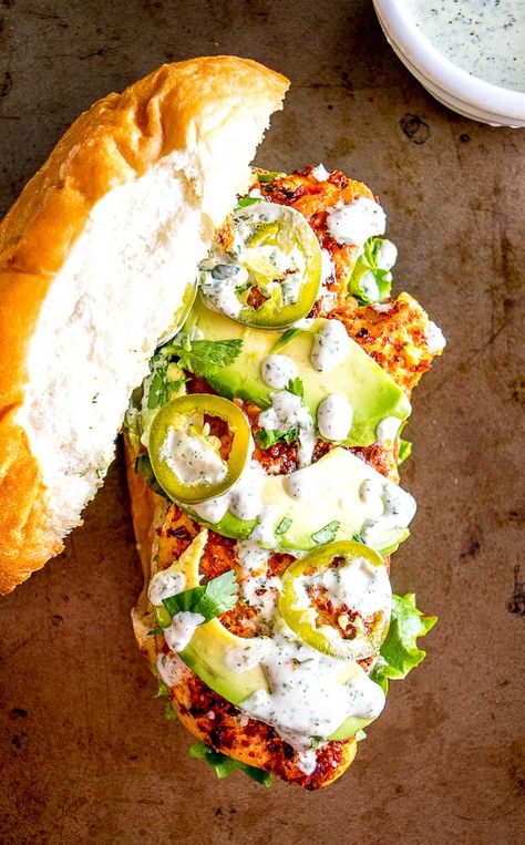 Chicken Torta with Cilantro Lime Mayo | Mexican Please Chicken Milanese Sandwich Recipe, Mexican Tortas Sandwich Recipes, Chicken Tortas Mexicanas Recipe, Mexican Mayo, Tortas Recipe, Tortas Mexicanas Recipe, Mexican Tortas Recipe, Cilantro Lime Mayo, Chicken Tortas