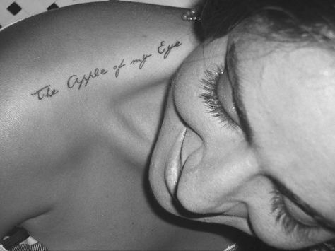 word tattoos for girls | 2011 December - Tattoologist | Rodeo Magazine The Apple Of My Eye, Eyes Tattoo, Apple Of My Eye, Eye Tattoo, Word Tattoos, Tattoo Placement, Skin Art, Get A Tattoo, Pretty Tattoos