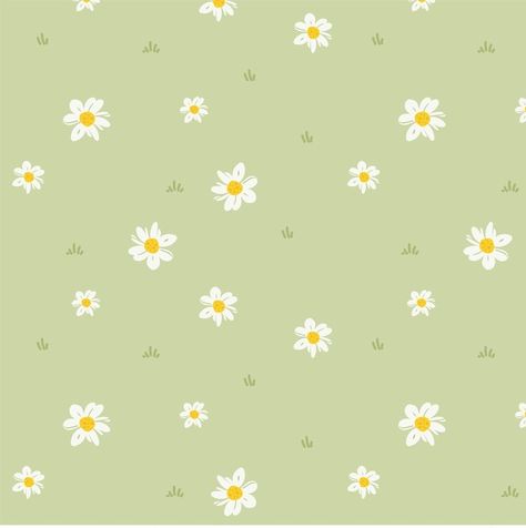 Cute small daisy floral seamless pattern... | Premium Vector #Freepik #vector #cute-floral #daisy-background #daisy #daisy-pattern Small Flower Pattern Design, Green Pastel Wallpaper, Cute Daisy Wallpaper, Green Template, Daisy Background, White Background Wallpaper, Daisy Daisy, Minimal Patterns, Daisy Wallpaper