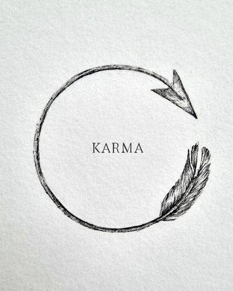 ✨️ Karma. Karma. Karma. ✨️ ✒️ Little tattoo design done recently. The circle that always completes itself. 💫 🖤 Enjoy being a little unconventional? Follow along for more raw and real ink. . . . . . #karmaart #inkmagic #truthink #customtattoodesign #misfitart #artwithedge #authenticart #storytellingink Tattoo For Karma, Tato Karma, Karma Circle Tattoo, Karma Symbol Tattoo, Karma Tattoo For Men, Karma Drawing, Karma Tattoo Ideas, Karma Tattoo Design, Circles Tattoo