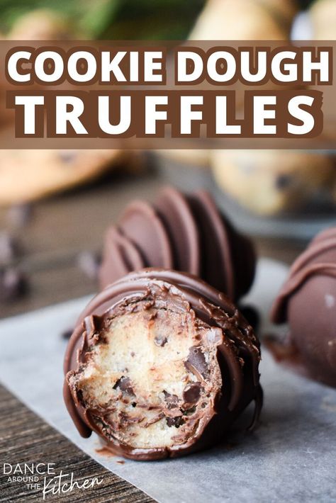 Cookie Dough Truffles are chocolate chip cookie dough balls dunked in chocolate, making them the best holiday goodies!  #ChristmasCookies #HolidayTreats #CookieDough #ChocolateChips Ball Shaped Desserts, The Wads Recipes, Butterfinger Truffles, Chocolate Chip Cookie Dough Balls, Mochi Recipes, Dessert Balls, Paleo Cookie Dough, Truffles Recipes, Truffle Recipes