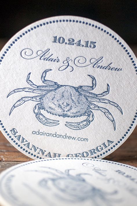 Vintage blue crab coaster wedding favor for nautical themed weddings Wedding Coasters Favors, Trendy Wedding Favors, Vintage Wedding Favors, Wedding Favors And Gifts, Wedding Favor Ideas, Nautical Wedding Theme, East Coast Wedding, Themed Weddings, Wedding Coasters