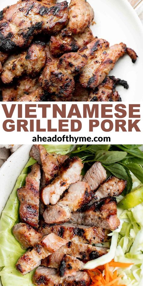 Asian Marinade For Pork, Pork Salad Recipes, Vietnamese Pork Chops, Pork Marinade Recipes, Thit Nuong Recipe, Vietnamese Grilled Pork, Summer Grill, Clean Eating Detox, Vietnamese Pork