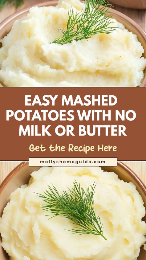 Discover a delicious twist on a classic favorite with these fluffy mashed potatoes made without milk or butter. This easy recipe is perfect for anyone looking for a dairy-free option that's just as creamy and flavorful. Say goodbye to traditional ingredients and hello to this innovative way to enjoy everyone's beloved side dish! Treat your taste buds to a healthier version of mashed potatoes that doesn't compromise on taste or texture. Mashed Potatoes With Milk, Mashed Potatoes No Milk, Mashed Potatoes Without Milk, Easy Mashed Potatoes, Fluffy Mashed Potatoes, Homemade Mashed Potatoes, Mashed Potato Recipes, Flavor Enhancers, Creamy Mashed Potatoes