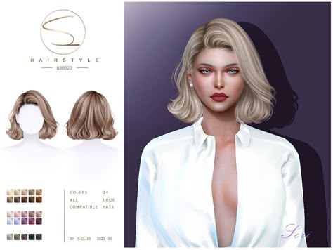 Sims 4 Blonde Hair, Fancy Short Hair, The Sims 4 Pack, Ts4 Hair, Sims Love, Hair Elegant, Elegant Hairstyle, Mod Hair, Pelo Sims