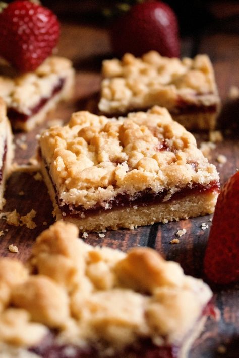 Peanut Butter and Jelly Shortbread Bars Pb&j Crumble Bars, Peanut Butter And Jam Bars, Peanut Butter And Jam Cookies, Peanut Butter And Jelly Recipes, Peanut Butter Shortbread, Peanut Butter Jelly Recipes, Peanut Butter And Jelly Bars, Peanut Butter Jelly Cookies, Jelly Bars