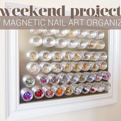 DIY Project: Magnetic Nail Art Organizer | Chalkboard Nails | Nail Art Blog Privates Nagelstudio, Desain Salon Kuku, Nail Bar Ideas, Magnetic Nail Art, Art Organizer, Do It Yourself Nails, Nail Organization, Nail Room Ideas, Chalkboard Nails