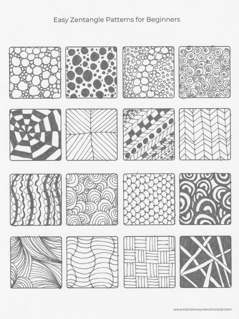 Zentangle Beginner Step By Step, Easy Patterns To Draw Simple, Zentangle Embroidery, Zentangle Patterns Easy Simple, Simple Zentangle Patterns, Easy Zentangle Patterns For Beginners, Doodling Patterns, Zentangle Patterns Step By Step, Easy Patterns To Draw