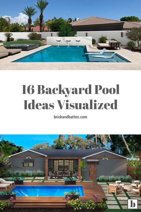 Small Pools Backyard, Pool Patio Designs, Landscaping Around Pool, Backyard Pool Ideas, Inground Pool Landscaping, Simple Pool, Florida Pool, Backyard Layout, Outdoor Pool Area