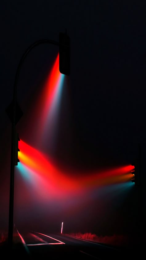 Night Traffic Aesthetic, Stoplight Party, Traffic Aesthetic, Acid Wallpaper, Night Traffic, Fog Photography, Hello Wallpaper, Trippy Aesthetic, Simplistic Wallpaper