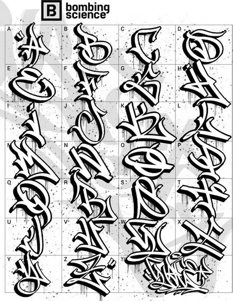 Chicano Lettering Alphabet, Fonts Calligraphy Alphabet, Lettering Fonts Graffiti, Free Graffiti Fonts, Fonts Graffiti, Letters Tattoo, Graffiti Alphabet Styles, Tattoo Lettering Alphabet, Hand Lettering Alphabet Fonts