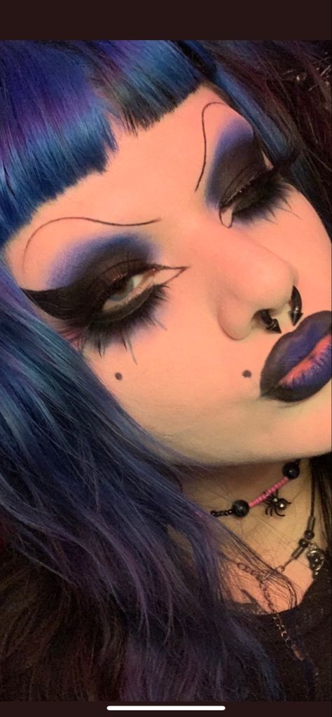 goth makeup Blue Trad Goth Makeup, Crazy Goth Makeup, Romantic Goth Eye Makeup, Glitter Goth Makeup, Colourful Goth Makeup, Goth Festival Makeup, Rainbow Goth Makeup, Summer Goth Makeup, Daily Goth Makeup