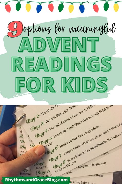 Simple & meaningful advent reading plans & ideas for the whole family. Some are perfect for young kids, others are ages 6-10. The Jesus Storybook Bible is a great advent option with free printable ornaments. Or you can follow a calendar, light a cach week for hope, joy, peace & love, or have kids participate in readings. Family Advent Reading Plan, Weekly Advent Readings For Kids, Advent Calendar Readings For Kids, Hope Advent Lesson For Kids, Advent Prayers For Kids, Advent Week 1 Hope, Advent Readings Families, Advent Devotions For Kids, Advent Bible Reading Plan For Kids