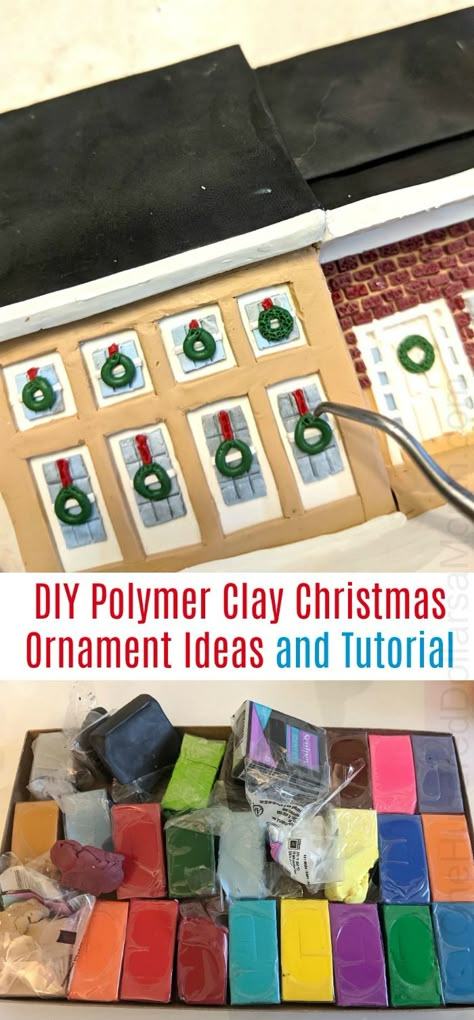 DIY Polymer Clay Christmas Ornament Ideas and Tutorial - One Hundred Dollars a Month Polymer Ornaments Christmas, Polymer Clay Ornaments Christmas Diy, Diy Polymer Clay Ornaments, Christmas Polymer Clay Ideas Tutorials, Polymer Clay Christmas Ornaments Diy, Polymer Clay Ornaments Diy, Clay Christmas Ornaments Diy, Christmas Polymer Clay Ideas, Diy Clay Ornaments