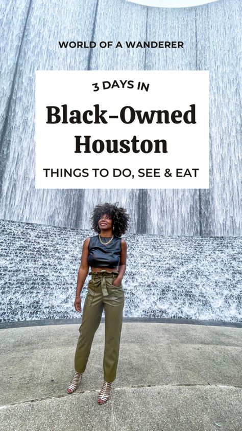 3 Days in Black-Owned Houston: Things to Do, See and Eat - World of A Wanderer Houston Texas Black Culture, Family Things To Do In Houston, Black Owned Restaurants Houston, Outfits To Wear In Houston Texas, Houston Itinerary Black People, Houston Trip Outfit Ideas, What To Wear In Houston Texas, What To Do In Houston Texas, Houston Things To Do