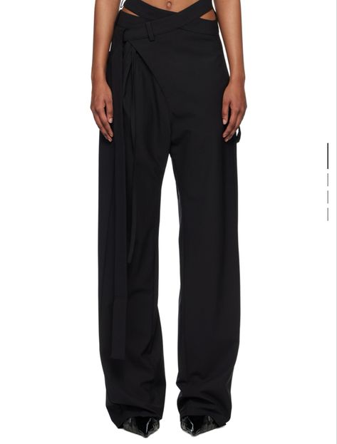 ottolinger black wrap trousers listed on ssense Ottolinger Pants, Dramatic Ethereal, Wrap Trousers, Wrap Pants, Future Style, Black Wrap, Grey Trousers, Gothic Architecture, Asymmetrical Dress