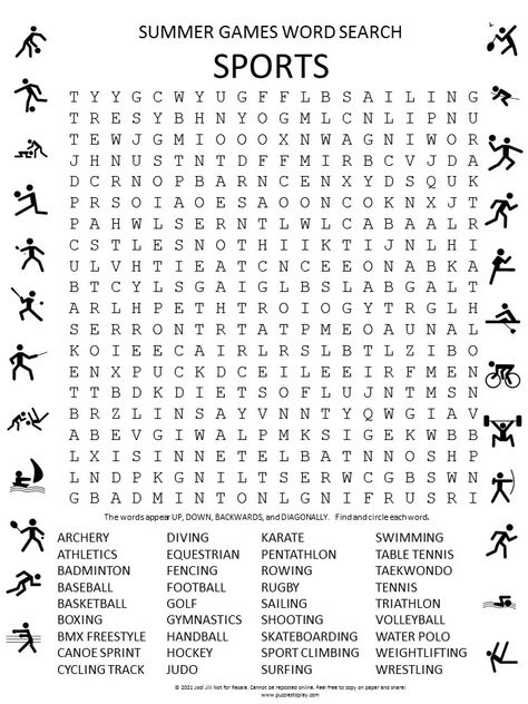 Summer sports word search Sports Word Search, Sports Crossword, Summer Olympics Activities, Printable Brain Teasers, Word Puzzles For Kids, Free Word Search Puzzles, Olympics Activities, Word Search Puzzles Printables, Maze Book