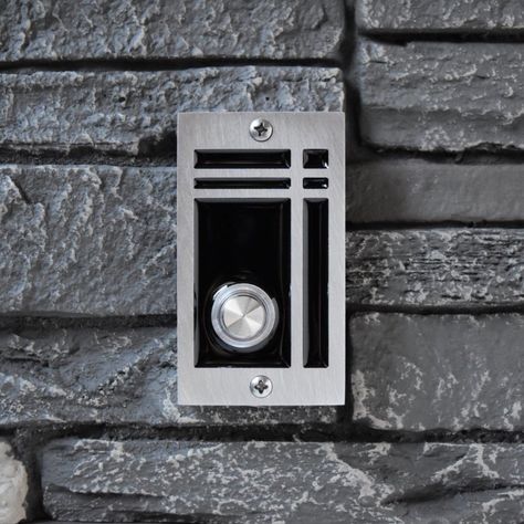 Modern Doorbell with Lighted Button by ModishMetalArt on Etsy https://www.etsy.com/ca/listing/161286134/modern-doorbell-with-lighted-button Modern Doorbell, Doorbell Design, Doorbell Button, Wireless Doorbell, Contemporary Exterior, Estate Logo, Frank Lloyd, Frank Lloyd Wright, Lloyd Wright