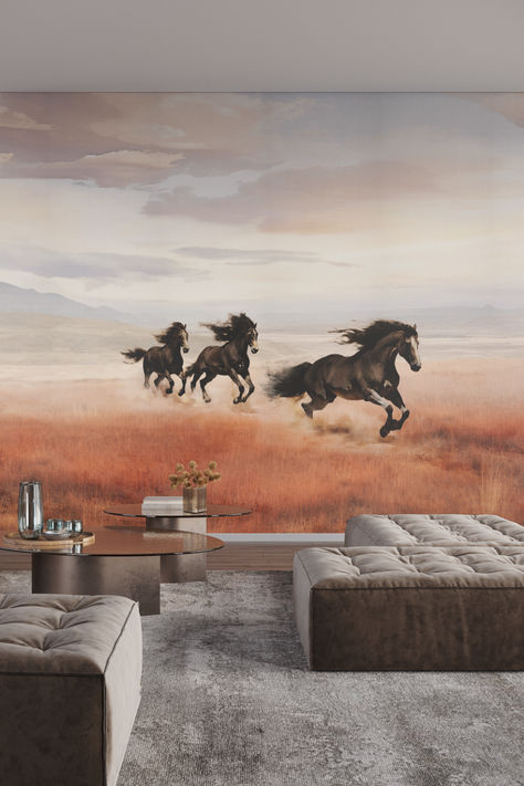 Inspired by the grace and power of the wild, this beautiful mural captures the natural strength of a horse’s stride.

Wallcovering | Wallpaper | Interior Design | Decor Horse Mural, Landscape Mural, Phillip Jeffries, Wallpaper Interior Design, Wallpaper Interior, Fine Living, Home Porch, Wild Horse, Interior Architect