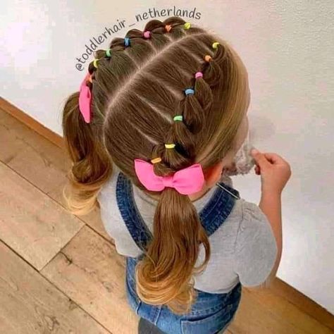 Haircut For School, 2 Pigtails, Toddler Hairstyles Girl Fine Hair, Simple Haircut, Baby Girl Hairstyles Curly, Easy Toddler Hairstyles, Girls Hairdos, Cute Toddler Hairstyles, Girly Hairstyles