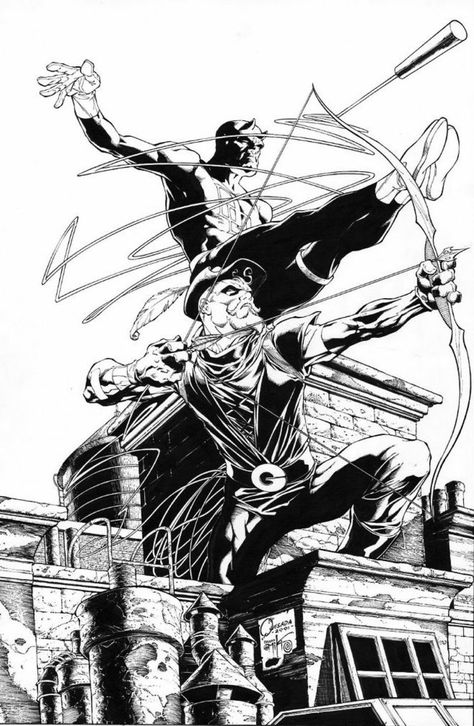 Daredevil & Green Arrow by Joe Quesada Joe Quesada, Daredevil Art, Paul Martin, Xmen Comics, Black And White Comics, Comic Book Artwork, Comic Book Artists, Comic Illustration, Fun Comics