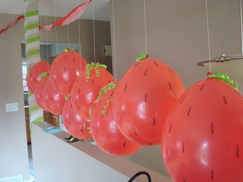 Strawberry Balloons, Watermelon Birthday Parties, Strawberry Shortcake Birthday, Strawberry Shortcake Party, Chloe Rose, Watermelon Party, Strawberry Baby, Watermelon Birthday, Strawberry Party