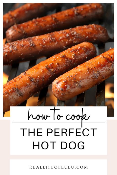 This guide will help you cook and enjoy delicious hot dogs. It covers choosing hot dogs and buns, different cooking methods, and all the toppings you can imagine.  You can grill, boil, smoke, or pan-fry your hot dogs depending on what you prefer. Hot Dogs Cooked In Beer, Hot Dogs On The Grill, Best Grilled Hot Dogs, Skillet Hot Dogs, Oven Roasted Hot Dogs, How To Cook Hot Dogs In The Oven, Pan Fried Hot Dogs, How To Cook Hot Dogs On The Stove, Best Way To Cook Hot Dogs