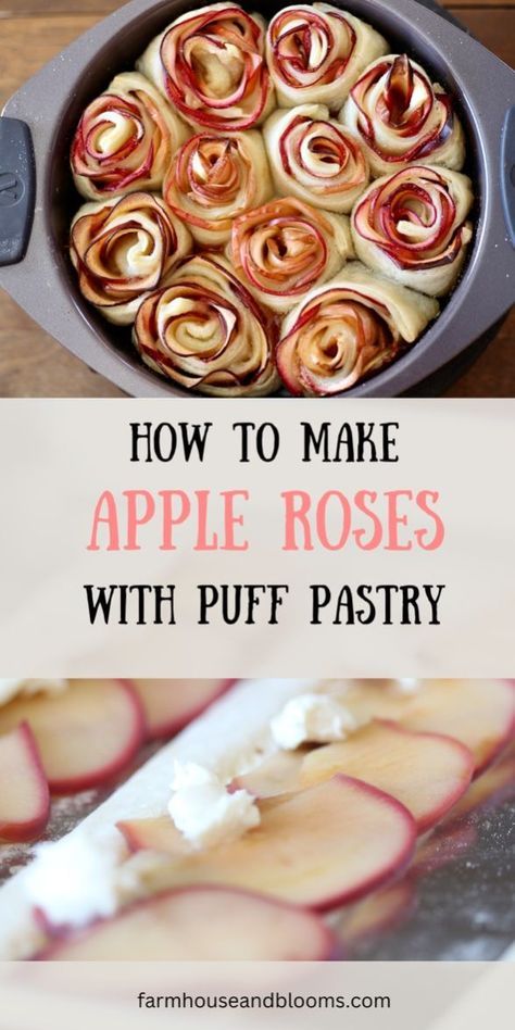 Elevate your baking with the art of making Apple Roses, an delicious pastry that combines the simplicity of puff pastry with the natural sweetness of apples. This guide takes you through the process of creating these visually stunning and delicious treats, perfect for impressing guests or adding a touch of elegance to your dessert table. Apple Roses Puff Pastry, Apple Roses Recipe, Apple Rose Pastry, Rose Pastry, Apple Dishes, Apple Puff Pastry, Apple Rose, Apple Roses, Puff Pastry Recipes