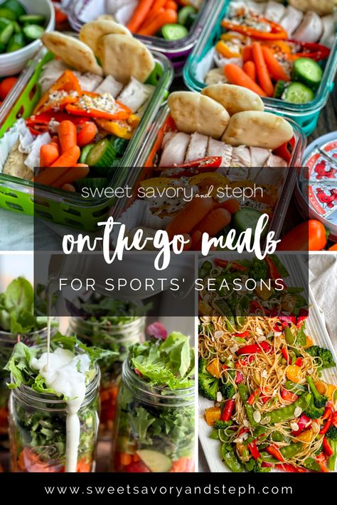 On The Go Dinner Ideas Healthy, Meals For Travel Sports, Softball Tournament Meals, Healthy On The Go Dinner, Healthy Meals For Traveling, Sports Mom Meals On The Go, Grab And Go Meals Dinners, Sports Day Lunch Ideas, Travel Ball Lunch Ideas