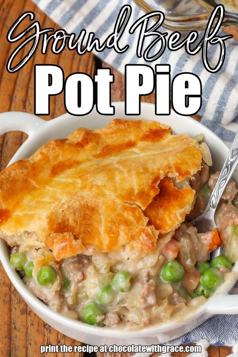 Ground Beef Pot Pie, Meat Pot Pie, Beef Pie Recipe, Beef Pot Pie Recipe, Homemade Pot Pie, Pot Pie Recipe Easy, Beef Pot Pie, Individual Chicken Pot Pies, Leftover Pot Roast