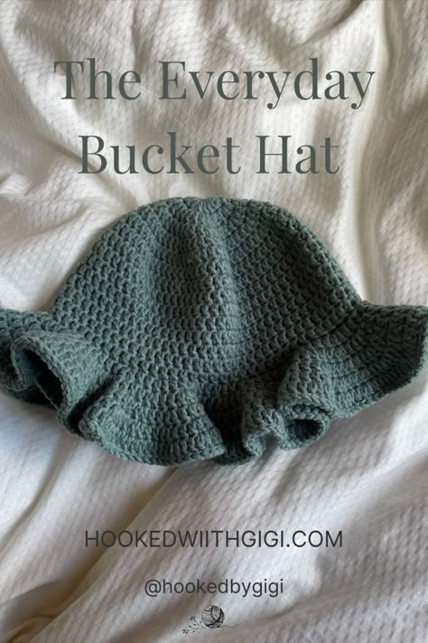 Crochet hat worked using double crochets. Crochet Patterns Bucket Hat Free, Floppy Bucket Hat Crochet Pattern, Simple Crochet Bucket Hat, Crochet Wavy Hat, Crochet Bucket Hat Chunky Yarn, Double Crochet Bucket Hat, Easy Bucket Hat Crochet Pattern, Crochet Pattern Bucket Hat, Fun Crochet Hat Patterns Free