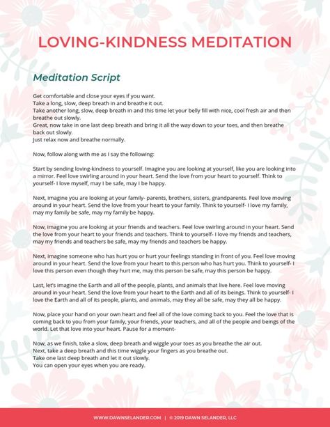 Loving-kindness Meditation for Kids | Dawn Selander Meditation For Kids, Yoga Reading, Guided Meditation Scripts, Meditation Mantra, Visualization Meditation, Guided Relaxation, Meditation Scripts, Guided Imagery, Loving Kindness Meditation