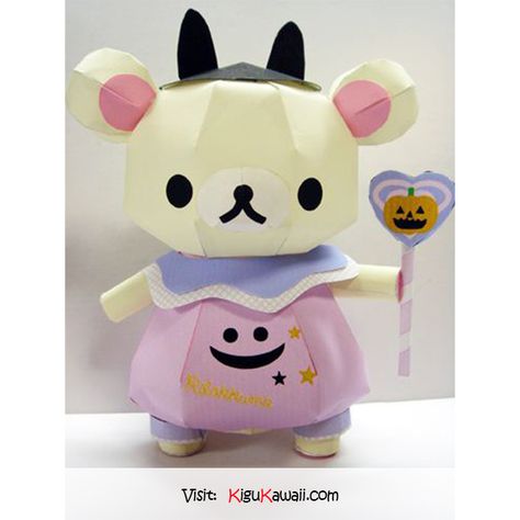 So Cute Halloween Rilakkuma Papercraft~ ♥ Follow Kigu Kawaii for more cute stuff! #kigukawaii #cute #kawaii #adorable #Halloween #Rilakkuma #Papercraft #craft #art #costume Rilakkuma Papercraft, Rilakkuma And Korilakkuma, 3d Things, Anime Paper, Origami And Kirigami, Paper Doll Template, Sumikko Gurashi, Papercraft Templates, Paper Toy