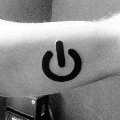 Inner Arm Bicep Male Power Symbol Tattoo Ideas Second Chance Tattoo Symbol, Power Tattoo Symbol, Power Symbol Tattoo, Computer Tattoo, Triforce Symbol, Persian Tattoo, Leopard Tattoos, Power Tattoo, Button Ideas