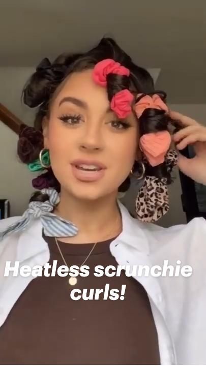 Scrunchie Curls, Curly Hairstyles Tutorial, Curling Tips, For Medium Length Hair Hairstyles, Hair Curling Tips, Hairstyles Tutorial, Curls Hair, Curly Hair Tutorial, Hair Curling