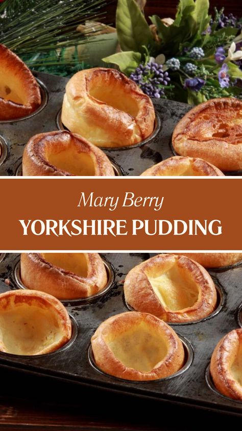 Mary Berry Yorkshire Pudding Recipe Big Yorkshire Pudding, Mary Berry Yorkshire Pudding Recipe, Small Batch Yorkshire Pudding, Blood Pudding Recipe, Stuffed Yorkshire Pudding Roast Beef, Great British Baking Show Recipe, Traditional Yorkshire Pudding Recipe, Popover Recipes, Yorkshire Recipes