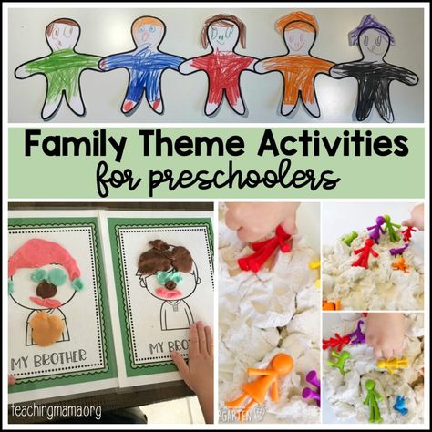 family theme activities for preschoolers Learning About Families Preschool, Family Activities Kindergarten Classroom, Families Theme For Preschool, My Family Theme Preschool Activities, All About Me Family Preschool Theme, Preschool Family Theme Crafts, Family Pre K Activities, Family Theme Activities For Preschoolers, My Family Theme Preschool